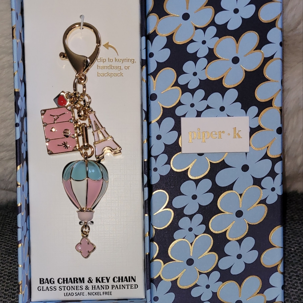 Piper K Pink and Blue Hot Air Balloon Bag Charm